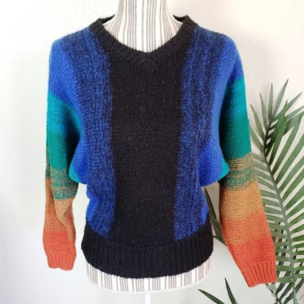 Vintage LANGTRY TOO Colorful Ombre Knit Sweater size Large Y2K 90s